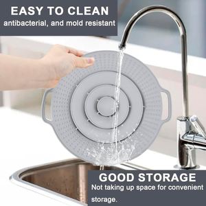 Durable Boil Over Spill <b>Lid</b>, Food Grade Multi-function Round Anti Spoil <b>Lid</b>, Microwave Kitchen <b>Pot</b> Cover - Product Image 5