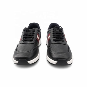Baskets basses de luxe pour homme à rayures Heritage, en cuir véritable, chaussures décontractées de créateur avec semelle en caoutchouc épaisse de style rétro - Product Image 3