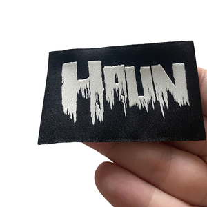 Custom 3d logo Lace Tag <strong>Iron</strong> on Heat Press Fold Woven Label Hot Melt Adhesive Neck Size Tshirt Woven Label <strong>Velcro</strong> for Clothing - Product Image 4