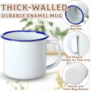 Tasses à café de camping en métal émaillé blanc bon marché petites tasses de feu de camp portables classiques en métal tasses <span class=keywords><strong>vintage</strong></span> en vrac avec poignée - Product Image 2