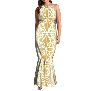 Nieuwe Custom Polynesische Tribal Design Halter Mouwloze Zeemeermin Jurk Dames Lange Maxi Elegante Avond <span class=keywords><strong>Prom</strong></span> Jurken <span class=keywords><strong>Prom</strong></span> Dress - Product Image 1