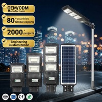 Lampadaires solaires LED modernes de haute qualité en ABS brillant, automatiques, extérieurs, IP65, 40W, tout-en-un