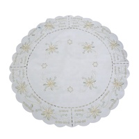 Nappe ronde brodée à la main, résistante à l'huile, en polyester/coton, pour mariage, fête, usage domestique