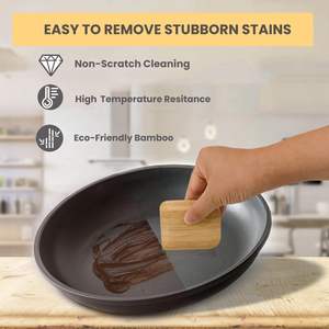 Lot <span class=keywords><strong>de</strong></span> 6 grattoirs à casseroles en bambou, écologiques, pour casseroles, plats, bols et assiettes, outil <span class=keywords><strong>de</strong></span> cuisine anti-rayures - Product Image 5