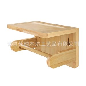 Porte-papier toilette en bois avec étagère, support mural pour salle de bain, pour papier toilette et petits objets - Product Image 4