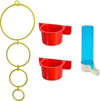 Kit de cage à oiseaux de bureau avec dessus ouvert arqué, balançoire suspendue, planches d'activités latérales et bouteille d'eau pour les canaris et les perruches