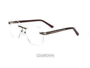 卸売ファッションカスタムメイド男性ユニークなリムレス金属眼鏡スクエア光学眼鏡フレーム - Product Image 3