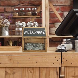 Retro Wooden Suggestion Box With Chalkboard Money Storage For Kids 21x16.5x19.8cm - Product Image 2
