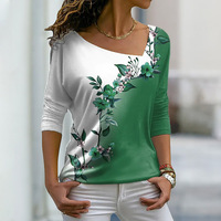 Nouveaux produits populaires femmes Blouse femmes col en v fleur T-shirt printemps porter haut à manches longues