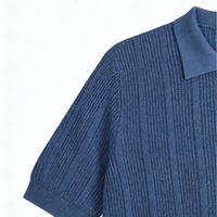Pull côtelé rétro slim-fit en coton 100 % pour homme, anti-plis, respirant, avec fermeture à bouton unique et manches courtes élastiques