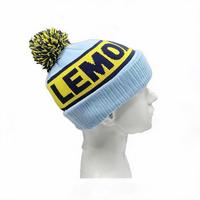 Casquette unisexe pour adultes en tricot à la machine 100% Acrylique doux, à rayures géométriques LEMON, avec appliqué, pour usage quotidien, décontracté, voyage et ski
