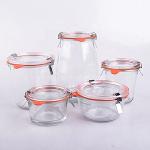 DRFTGV Keuken Clip Top Glazen Opbergpotten, Luchtdichte Voedsel Opslag Containers met Bamboe Deksels Set van 3, Canister Set voor Jam Spice Spaghetti Thee Koffie Granen Cookie Snack Meel (Glazen