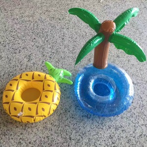 <b>Inflatable</b> Coconut Tree Cup Holder Floating Beverage Cooler <b>Pool</b> <b>Float</b> Swimming Supply PVC Material Unisex Outdoor Indoor Use - Product Image 2