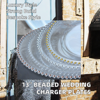 Assiettes de présentation décoratives en plastique transparent perlé écologique de 13 pouces pour mariages et événements