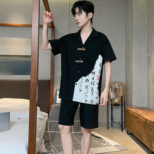 SAMWESTART 2024 été nouveau Style chinois pyjamas hommes coton Style National à manches courtes Shorts rétro décontracté Homewear costume - Product Image 6