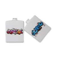Flacon de parfum carré en verre vide, portable, personnalisé OEM, 30 ml, 50 ml, pour enfants et jeunes, avec motif graffiti