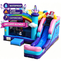 Château gonflable géant en forme de dauphin ou de dinosaure Jungle 13x13 pieds pour filles, adultes et enfants