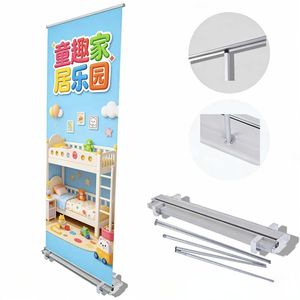 Support de bannière rétractable tendance 2026 - 85x200cm en aluminium argent/<span class=keywords><strong>noir</strong></span> pour les halls de vente au détail |   Impression de logo, taille personnalisée - Product Image 4