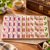 Tuiles de mahjong en acrylique rose avec motif de points en forme de cœur et jokers rétro pop art pour femmes et soirées jeux, Premium
