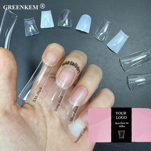 Nouvelle Tendance 2023 : Capsules d'Acrylique Françaises pour Extension d'Ongles, Demi-Couverture, Forme Bec de Canard - Product Image 1