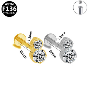 Getta Women's Vintage ASTM F136 Titanium Lip Ring Cute Cherry Cartilage Helix Piercing Earrings Zircon Internal Thread Wedding - Product Image 5