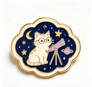 Pin de Solapa de Gato Esmaltado 3D de Aleación de Zinc, Insignia de Recuerdo con Temática Espacial para Accesorios de Ropa - Product Image 1