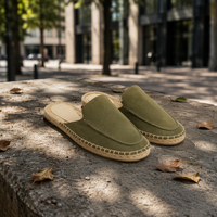 Mules en daim Tonivis pour hommes, style espadrille, à enfiler, semelle intermédiaire en chanvre, légères, décontractées, plates, sandales à enfiler, personnalisables OEM