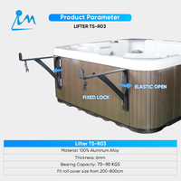 Pengangkat Penutup Spa Aluminium Desain Modern Immer Warna Hitam, Aksesoris Bak Mandi Air Panas, Kapasitas 70-90kg, Tahan Air, Untuk Penggunaan Luar Ruangan