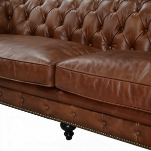 Canapé <span class=keywords><strong>Chesterfield</strong></span> vintage en cuir véritable pleine fleur marron, avec accoudoirs roulés, style rétro, <span class=keywords><strong>2</strong></span> places, pour hôtel et maison - Product Image 5