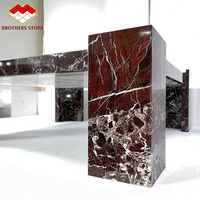 Table basse en marbre rouge Rosso Levanto Brothers Stone, mobilier moderne pour hôtel et salon, ensemble de tables basses à socle bas