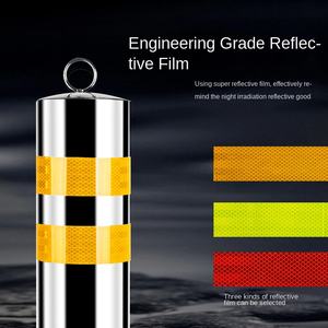 Barriera Stradale in Acciaio Inox Rinforzata, Colonna di Isolamento Antiurto Riflettente, Base per Pavimento di Scuole e Proprietà - Product Image 4