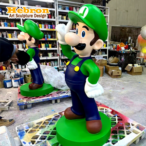 Decoración de Exterior en Oferta, Diseño de Anime en 3D para Halloween y Navidad, Figura de <span class=keywords><strong>Mario</strong></span> y Luigi de Tamaño Real en Fibra de Vidrio y Resina, Hecha a Mano y Pintada a Mano - Product Image 1