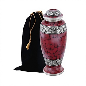 Bolsa de urna de cremación para adultos con grabado de hoja de plata Bella Red Cloud de estilo americano de alta calidad estándar ecológica personalizable - Product Image 1