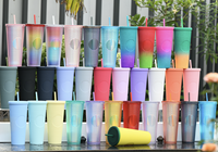 2023 Offre Spéciale de personnalisation de couleur de mode réutilisable tasses à eau en plastique dégradé Durian avec paille