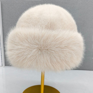 도매 푹신한 겨울 모자 여성 성인 하이 퀄리티 두꺼운 따뜻한 폴리에스터 어부 모자 야외 퍼지 가짜 모피 버킷 모자 - Product Image 3
