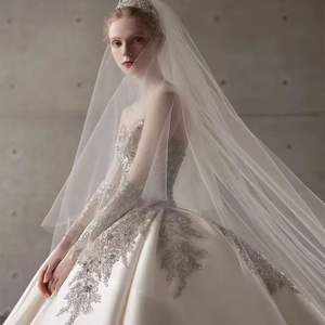 فستان زفاف من الساتان الراقي من Hepburn جديد بسيط مزاجه أنيق فستان زفاف متتالي - Product Image 4