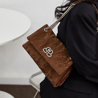 Sac de soirée de luxe en cuir PU froissé pour femme, pochette bandoulière - Logo personnalisé disponible