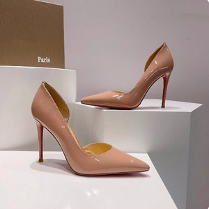 Escarpins décontractés pour femmes à talon aiguille, bout pointu, découpe latérale, semelle rouge, style sexy - Product Image 6