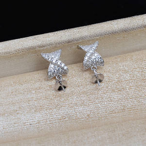 Boucles d'oreilles en argent S925 pour femme, accessoires de bijoux DIY avec plateau vide pour boucles d'oreilles en perles semi-finies personnalisées - Product Image 3