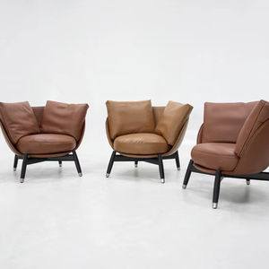 Chaise longue minimaliste moderne en cuir et tissu, fauteuil relaxant, confortable pour le salon et la chambre à coucher - Product Image 2