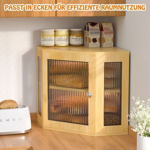 <b>Bamboo</b> and wood corner food storage box, double-layer, household dessert organizer and storage <b>container</b> with window lid, - Product Image 3