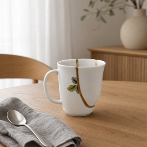 แก้วกาแฟเซรามิคสไตล์ญี่ปุ่นลายเส้นทองคำคินสึกิ สำหรับร้านกาแฟ - Product Image 1
