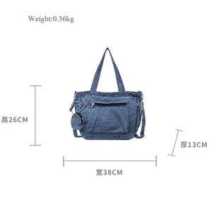 Borse a Tracolla Riutilizzabili in Denim Nero per Donne, Grandi Borse Tote in Denim di Design per Ragazze e Studentesse Universitarie - Product Image 6