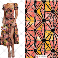 Tissu en rayonne imprimé numériquement, style batik, imprimé à la cire, pour robe femme, vêtements d'été
