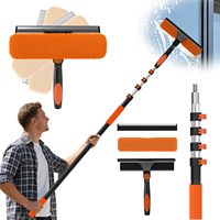 Kit de raclette et de nettoyeur de vitres 2-en-1 avec perche télescopique – Idéal pour la maison, l'hôtel et l'usage commercial – Vente directe usine