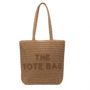 Sac fourre-tout classique en paille grande capacité pour femme avec fermeture éclair, sac à bandoulière décontracté de haute qualité avec doublure en polyester - Product Image 4