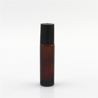Flacons en verre ambré brun de 10 ml avec bille roulante en acier pour baume à lèvres, crème pour les yeux, huile essentielle, parfum