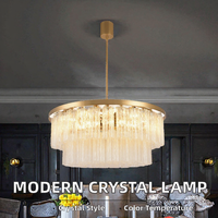 Lustre en cristal sur mesure, moderne et luxueux, à deux niveaux, rond, pour salon, hôtel