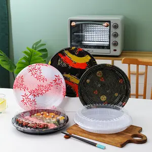 Boîte d'emballage de sushi rectangulaire à emporter Boîte de récipient de nourriture de sushi à motif de feuille d'or Boîte de plateau de nourriture de salade Conteneur Boîte de bento à emporter