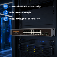 Switch PoE Gigabit de 16 Puertos, Switch Ethernet Administrado Lite con VLAN, QoS y Gestión Web para Sistemas de Cámaras IP